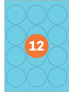 A4 Label Sheets 12 Labels Per Sheet 63mm Diameter Blue Permanent
