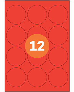 A4 Label Sheets 12 Labels Per Sheet 63mm Diameter Red Permanent