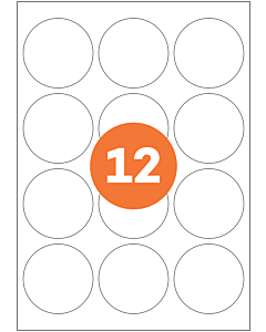 A4 Label Sheets 12 Labels Per Sheet 63mm Diameter White Permanent