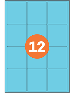A4 Label Sheets 12 Labels Per Sheet 64x72mm Blue Permanent