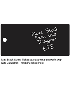 Matt Black Swing Tickets 75x35mm