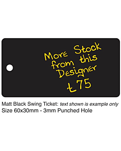 Matt Black Swing Ticket 60x30mm