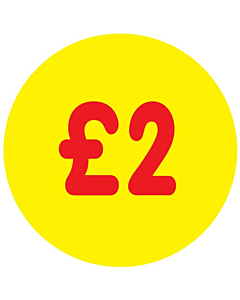 £2 Price Labels 30mm Permanent