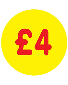 £4 Price Labels 30mm Permanent