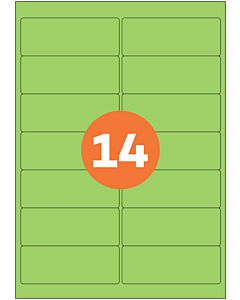 A4 Label Sheets 14 Labels Per Sheet 99x38mm Green Permanent