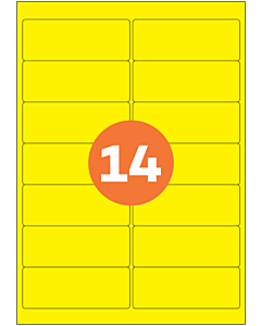 A4 Label Sheets 14 Labels Per Sheet 99x38mm Yellow Permanent
