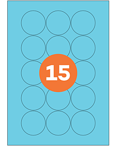 A4 Label Sheets 15 Labels Per Sheet 50mm Diameter Blue Permanent