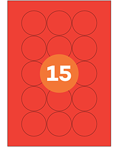 A4 Label Sheets 15 Labels Per Sheet 50mm Diameter Red Permanent