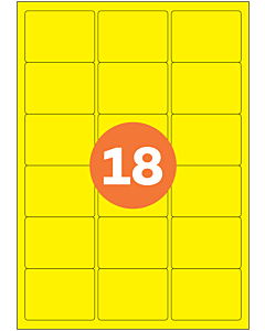 A4 Label Sheets 18 Labels Per Sheet 64x47mm Yellow Permanent