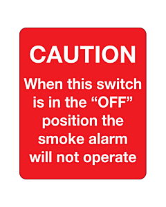Caution Smoke Alarm Switch Labels 50x60mm