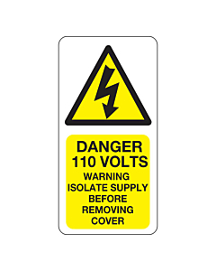 Danger 110 Volts Isolate Supply Labels 25x50mm