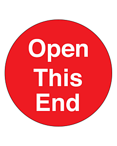 Open This End Labels 50mm