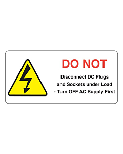 Do Not Disconnect Under Load PV Labels 75x35mm