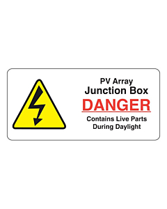PV Array Junction Box Labels 75x35mm