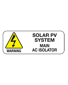 Main AC Isolator PV System Labels 40x15mm