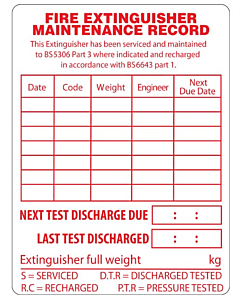 Fire Extinguisher Service Label