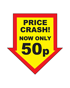 Price Crash 50p Labels 44x47mm Permanent