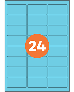 A4 Label Sheets 24 Labels Per Sheet 64x34mm Blue Permanent
