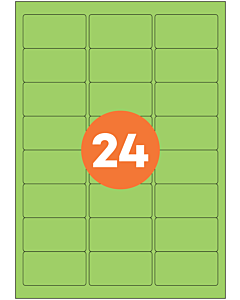 A4 Label Sheets 24 Labels Per Sheet 64x34mm Green Permanent