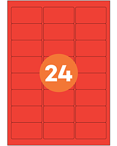 A4 Label Sheets 24 Labels Per Sheet 64x34mm Red Permanent