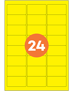 A4 Label Sheets 24 Labels Per Sheet 64x34mm Yellow Permanent