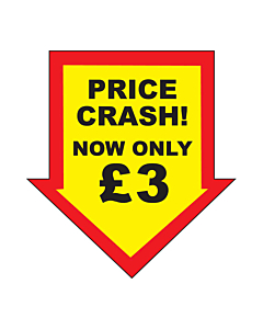 Price Crash £3 Labels 44x47mm Permanent