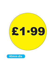 £1.99 Price Labels 40mm Permanent