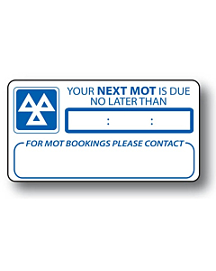 MOT Reminder Stickers 63x33mm