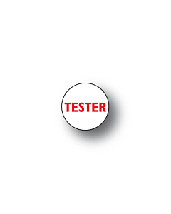 Tester Stickers Red on Clear 15mm