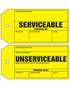 Serviceable / Unserviceable Repair Tag 134x67mm