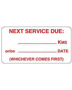 Next Service Due Stickers 63x33mm