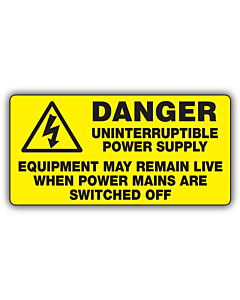 Danger Uninterruptible Power Supply Labels 100x50mm