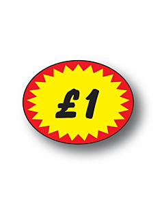 Starburst £1 Price Label 37x28mm Permanent