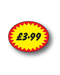 Starburst £3.99 Price Label 37x28mm Permanent