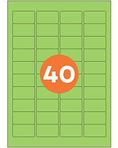 A4 Label Sheets 40 Labels Per Sheet 46x25mm Green Permanent