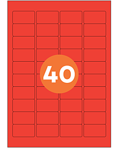 A4 Label Sheets 40 Labels Per Sheet 46x25mm Red Permanent