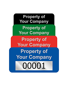 Budget Silver Polyester Asset Labels Number 40x20mm