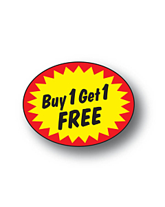 Buy 1 Get 1 Free Stickers 37x28mm Permanent