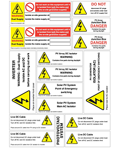 Solar PV Electrical Installation Label Set