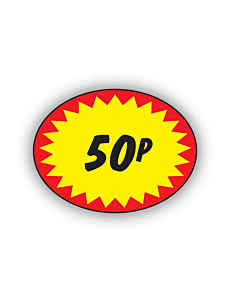 Starburst 50p Price Label 37x28mm Permanent