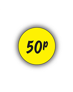 50p Price Labels 25mm Permanent