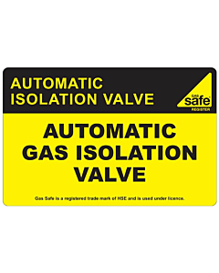 Automatic Gas Isolation Valve Labels 100x65mm