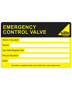 Emergency Control Valve Labels 100x65mm