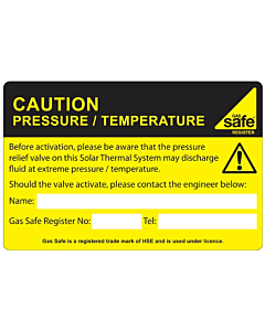 Caution Pressure / Temperature Labels 100x65mm