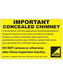Important Concealed Chimney Labels 100x65mm