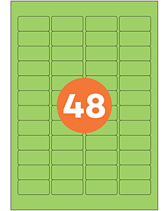 A4 Label Sheets 48 Labels Per Sheet 46x21mm Green Permanent