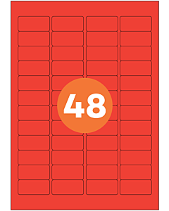 A4 Label Sheets 48 Labels Per Sheet 46x21mm Red Permanent