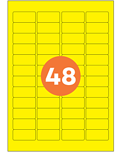 A4 Label Sheets 48 Labels Per Sheet 46x21mm Yellow Permanent