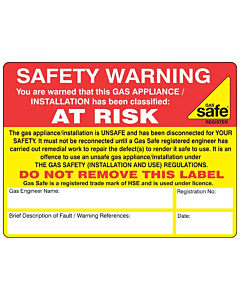 Safety Warning At Risk Labels 100x75mm