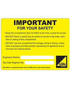 Keep Compartment Door Closed Labels 100x75mm
